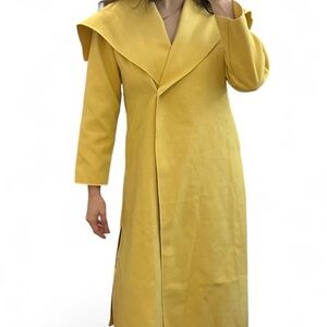 Luxury Designer Inspired Oversized Yellow Coat Convertible Wide Collar Size M